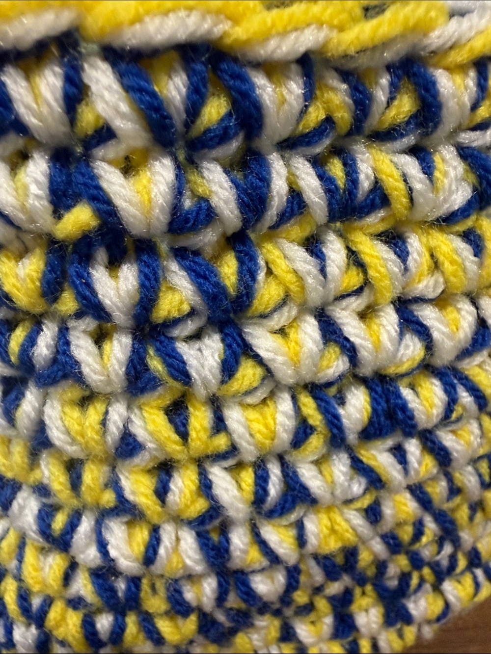 Crochet Blue, White & Yellow Storage Basket Set Handmade - Picture 4 of 4